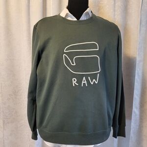 G-STAR Graphic Graw Men's Sweater, Size XL, Green, Comfy, Fall, Pullover Sweatsh